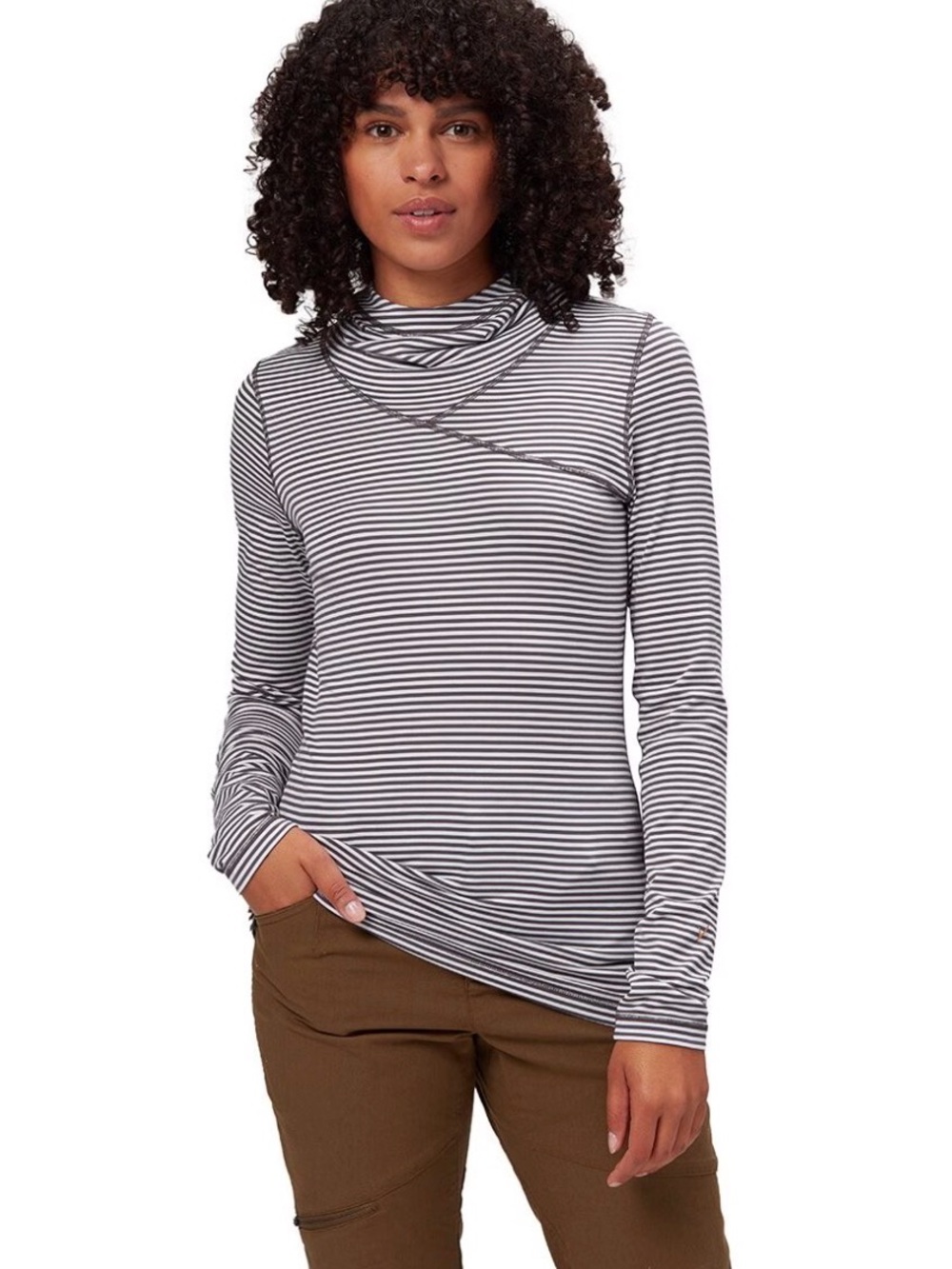 Indyeva Tulum Hooded Top Indygena Striped Long Sleeve Black Medium